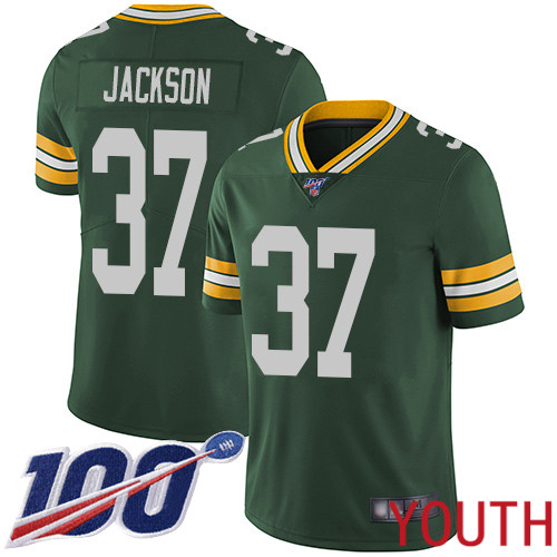 Green Bay Packers Limited Green Youth #37 Jackson Josh Home Jersey Nike NFL 100th Season Vapor Untouchable